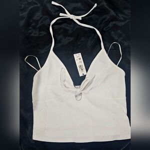 NWT Garage white summer Peek A Boo halter top Small S